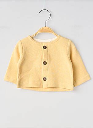 Gilet manches longues maille fine jaune SO FAMILY enfant
