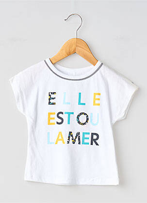 T-shirt coupe droite manches courtes blanc ELLE EST OU LA MER fille