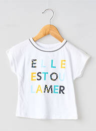 T-shirt coupe droite manches courtes blanc ELLE EST OU LA MER fille