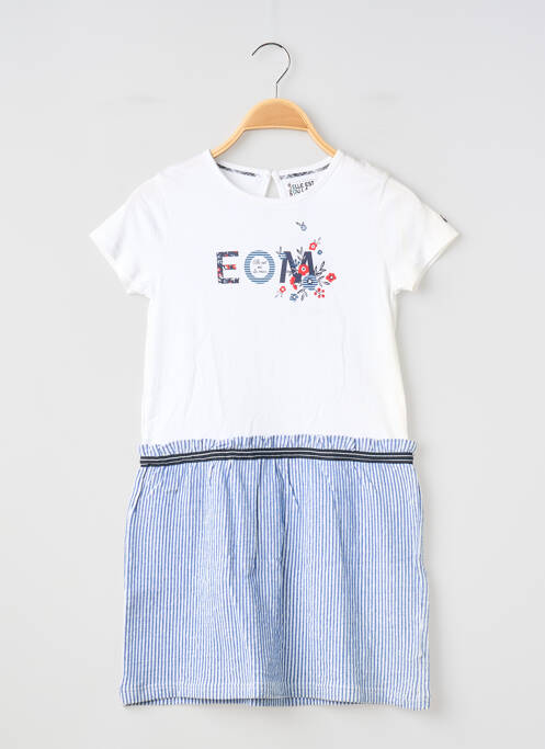 Robe courte manches courtes manches courtes blanc ELLE EST OU LA MER fille