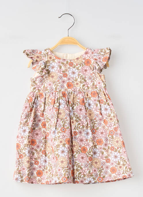 Robe courte tissage popeline manches courtes rose SO FAMILY fille