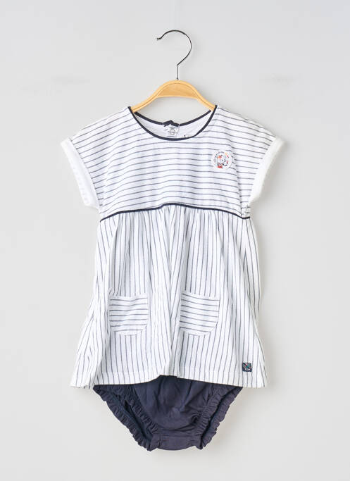 Ensemble short taille élastique blanc ELLE EST OU LA MER fille