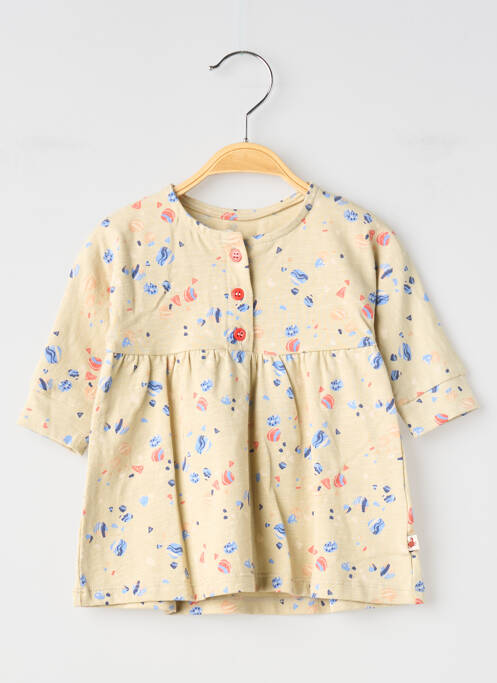 Robe courte imprimé fantaisie manches longues beige MOULIN ROTY fille