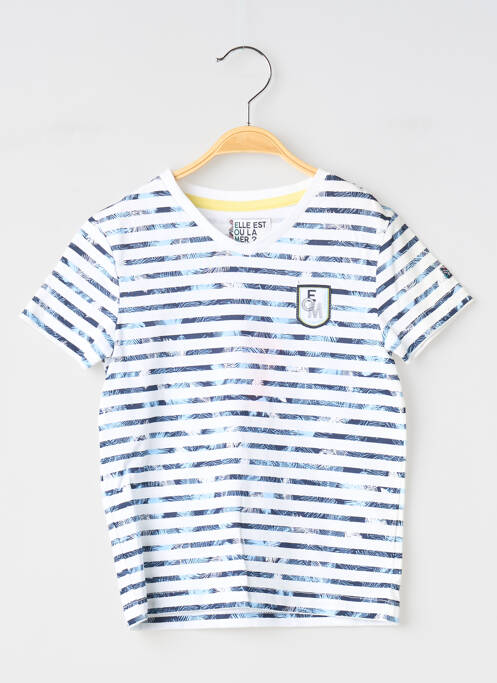T-shirt coupe droite manches courtes blanc ELLE EST OU LA MER garcon
