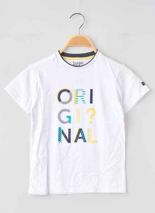 T-shirt sérigraphie floquée manches courtes blanc ELLE EST OU LA MER garcon
