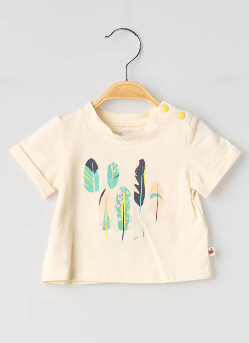 T-shirt stretch manches courtes beige MOULIN ROTY fille