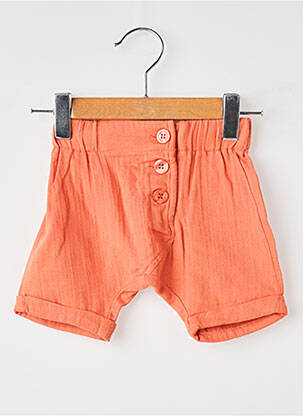 Short tissage popeline taille élastique orange MOULIN ROTY garçon