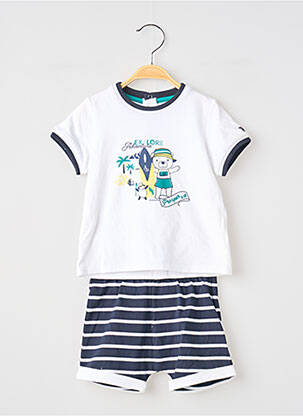 Ensemble short coupe droite blanc ELLE EST OU LA MER garcon
