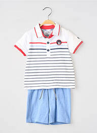 Ensemble short col polo bleu ELLE EST OU LA MER garcon