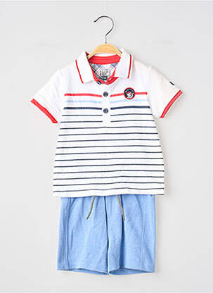 Ensemble short col polo bleu ELLE EST OU LA MER garcon