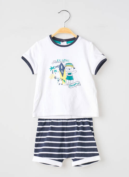 Ensemble short coupe droite blanc ELLE EST OU LA MER garcon