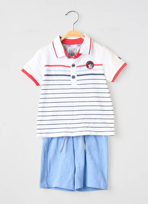 Ensemble short col polo bleu ELLE EST OU LA MER garcon
