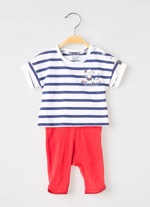 Ensemble pantalon type de haut t-shirt blanc ELLE EST OU LA MER fille