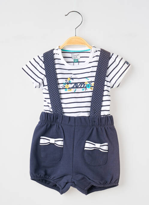 Ensemble short bleu ELLE EST OU LA MER fille