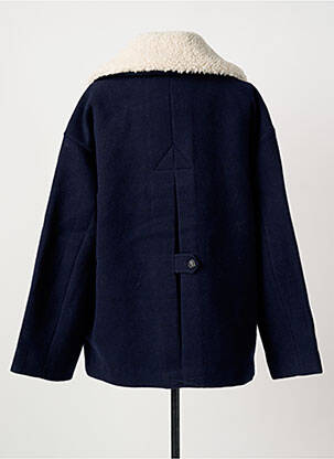 Manteau court coupe droite sans capuche bleu ICHI femme