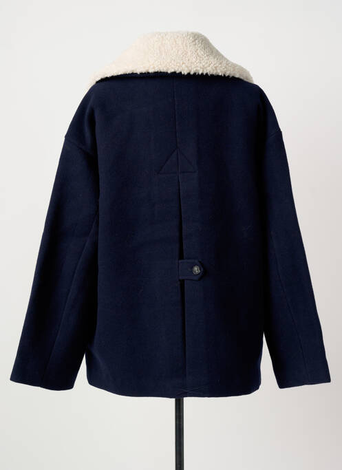 Manteau court coupe droite sans capuche bleu ICHI femme