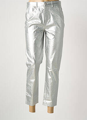 Pantalon 7/8 fermeture zippée sous rabat boutonné taille normale argent ONLY femme