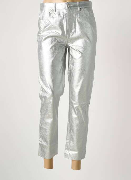 Pantalon 7/8 fermeture zippée sous rabat boutonné taille normale argent ONLY femme