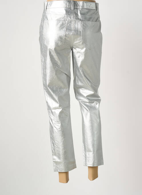 Pantalon 7/8 fermeture zippée sous rabat boutonné taille normale argent ONLY femme