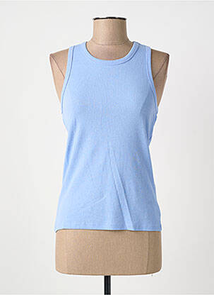 Top coupe cintrée fines bretelles bleu PIECES femme
