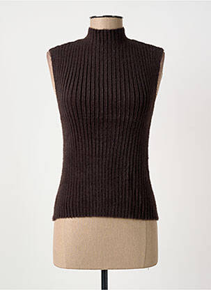 Top coupe cintrée sans manche marron VERO MODA femme