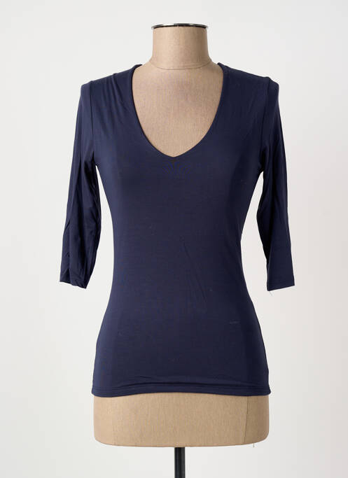 Top coupe cintrée manches 3/4 bleu RENDEZ-VOUS femme