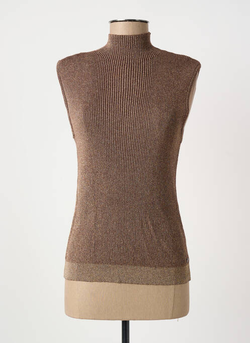 Top coupe cintrée sans manche marron FREEMAN T.PORTER femme