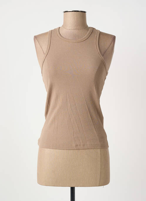 Top coupe cintrée fines bretelles beige PIECES femme