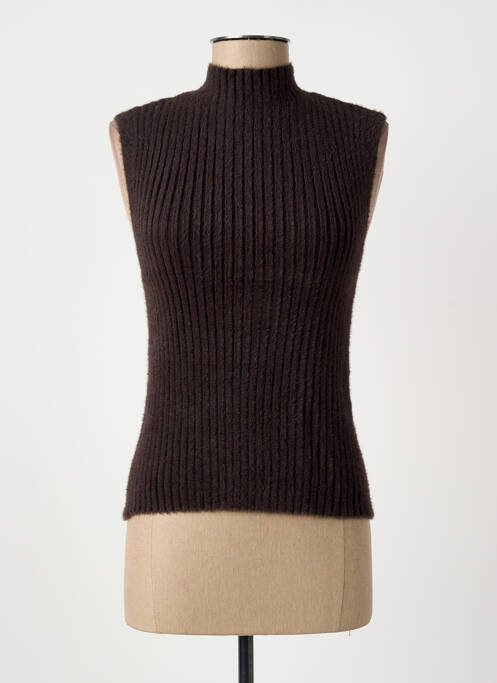 Top coupe cintrée sans manche marron VERO MODA femme