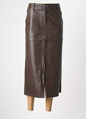 Jupe longue coupe droite marron GRACE & MILA femme