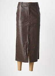 Jupe longue coupe droite marron GRACE & MILA femme