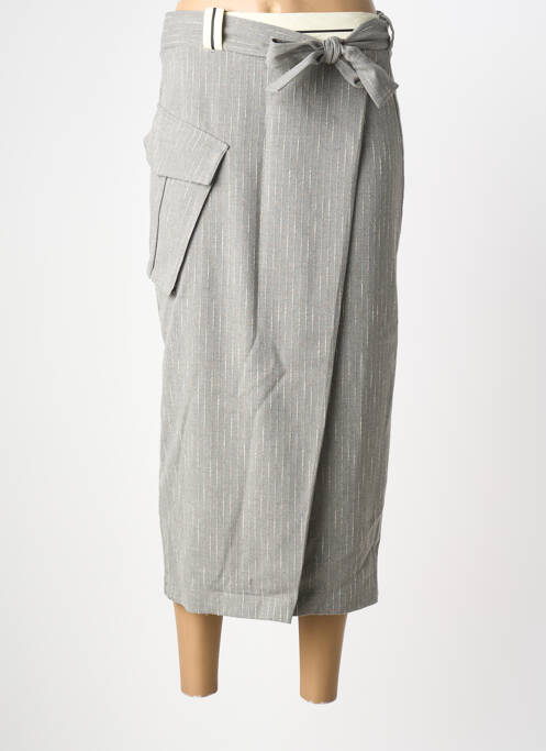 Jupe mi-longue coupe droite gris FRACOMINA femme