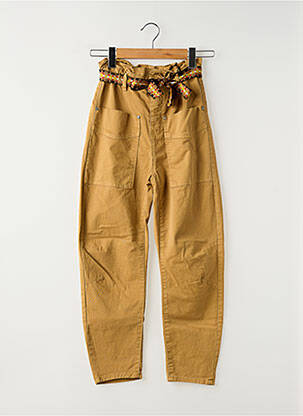 Pantalon droit fermeture zippée sous rabat boutonné beige PLEASE femme
