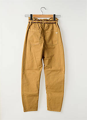 Pantalon droit fermeture zippée sous rabat boutonné beige PLEASE femme
