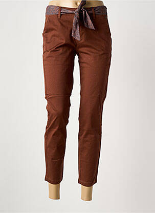 Pantalon 7/8 fermeture zippée sous rabat boutonné marron FREEMAN T.PORTER femme