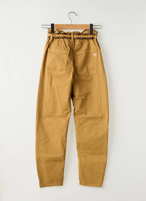 Pantalon droit fermeture zippée sous rabat boutonné beige PLEASE femme