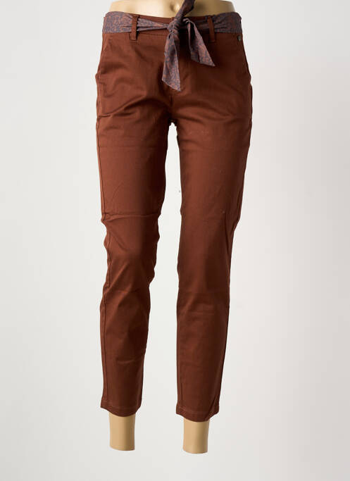 Pantalon 7/8 fermeture zippée sous rabat boutonné marron FREEMAN T.PORTER femme