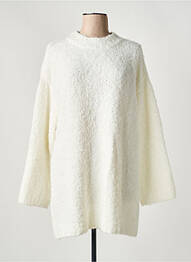 Pull tunique stretch manches longues blanc CREAM femme