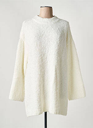 Pull tunique stretch manches longues blanc CREAM femme
