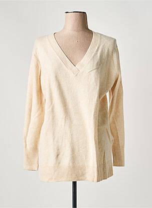 Pull tissage chiné manches longues beige FRACOMINA femme