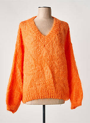 Pull col v manches longues orange TWNS THE LABEL femme