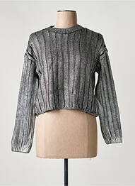 Pull coupe cintrée manches longues argent ONLY femme