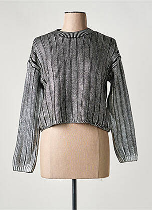 Pull coupe cintrée manches longues argent ONLY femme