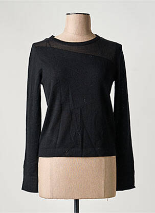 Pull coupe cintrée manches longues noir GRACE & MILA femme