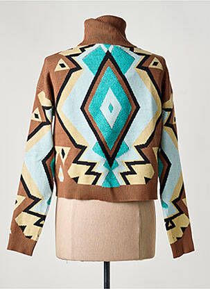 Pull col roulé stretch manches longues marron FRACOMINA femme