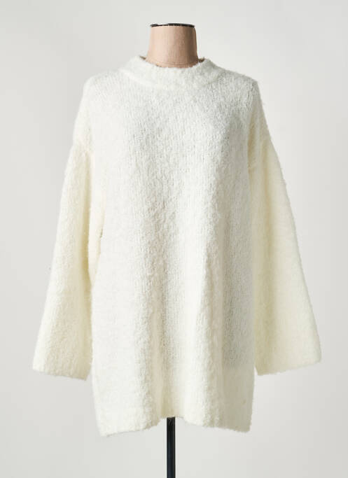 Pull tunique stretch manches longues blanc CREAM femme