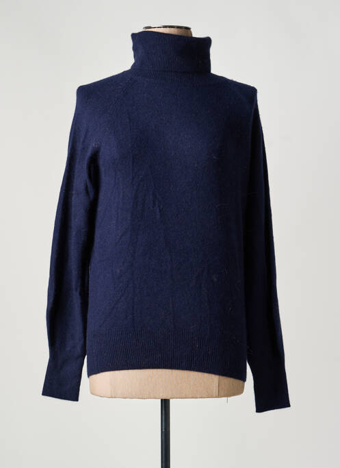 Pull col roulé stretch manches longues bleu FRACOMINA femme