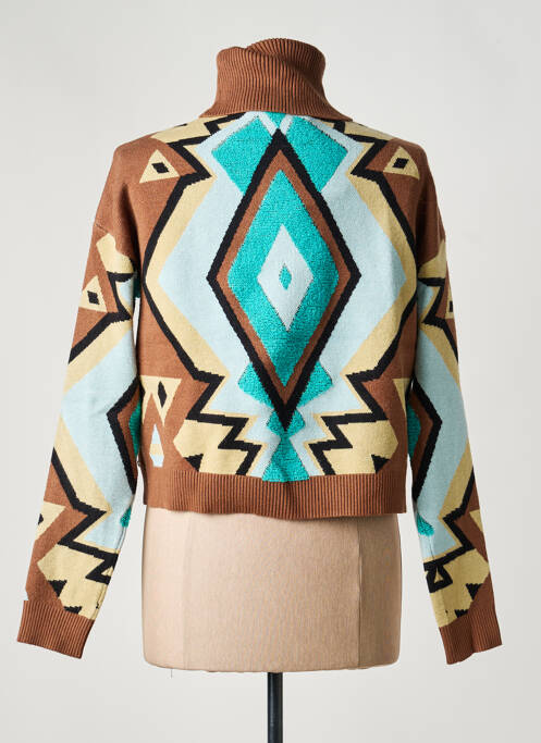 Pull col roulé stretch manches longues marron FRACOMINA femme