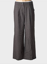 Pantalon large fermeture zippée sous rabat boutonné taille haute gris ONLY femme