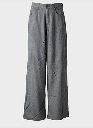 Pantalon large fermeture zippée sous rabat boutonné taille haute gris FREEMAN T.PORTER femme